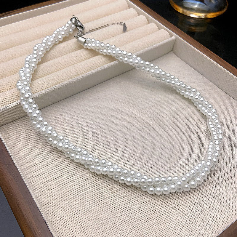 Pearl Short Design Rhinestone Collar Temperament Necklaces