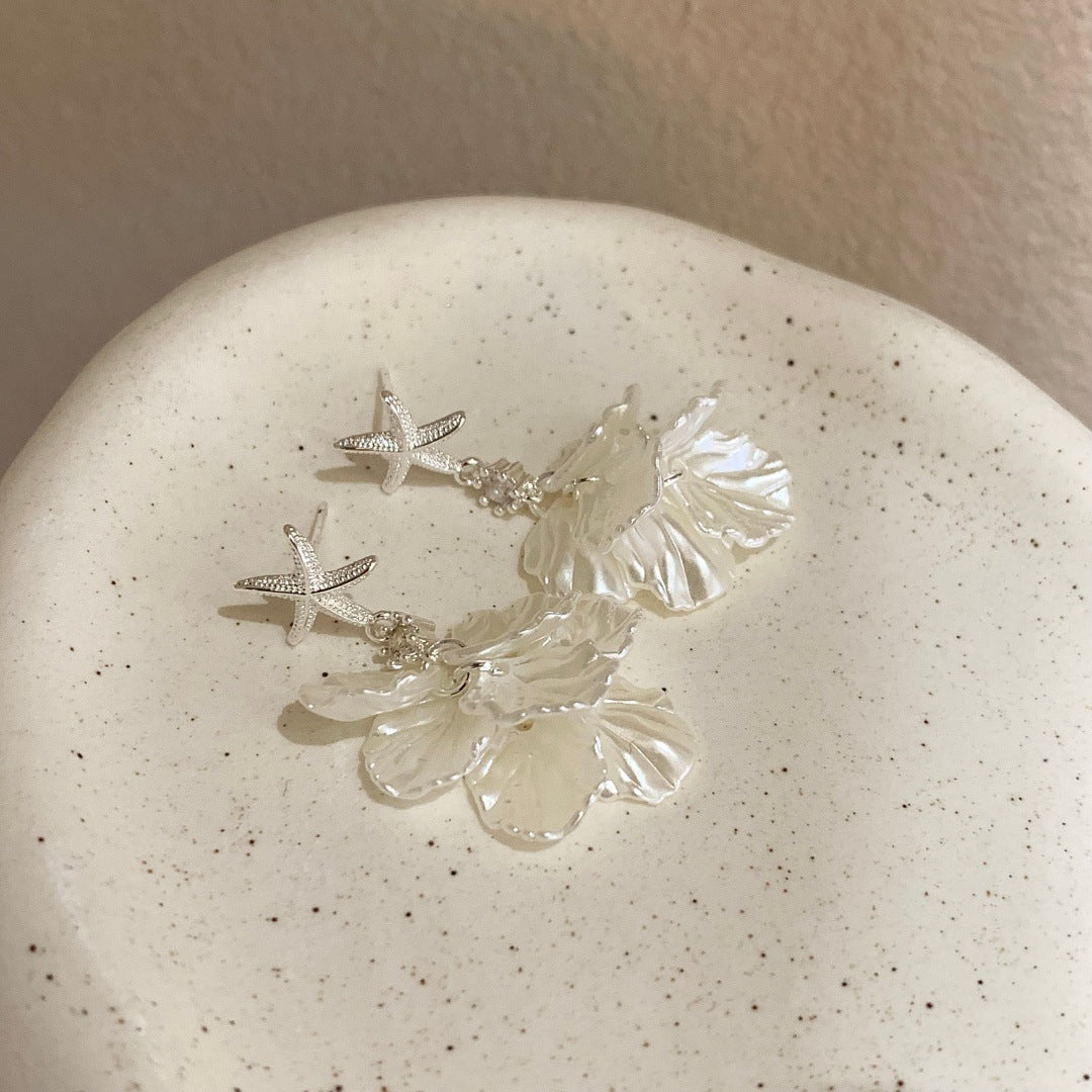 Women's Starfish Shell Petal Fringe Light Luxury High-grade Unique Stud Earrings