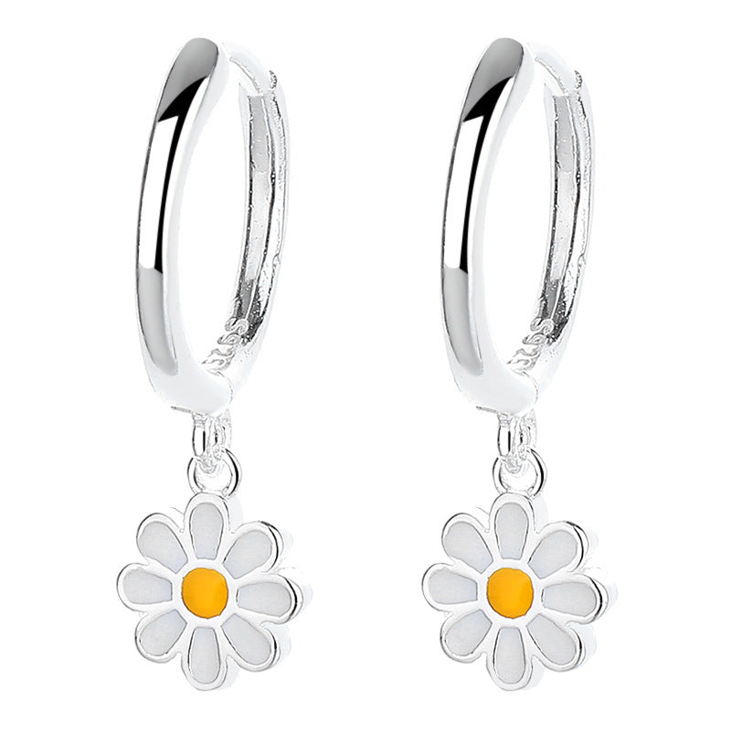 Women's Sterling Sier Sweet Fashion Daisy Ear Personality Earrings