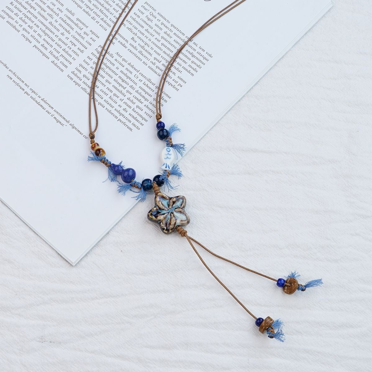 Style Personalized Trendy Ceramic Geometric Colorful Fish Long High-grade Necklace
