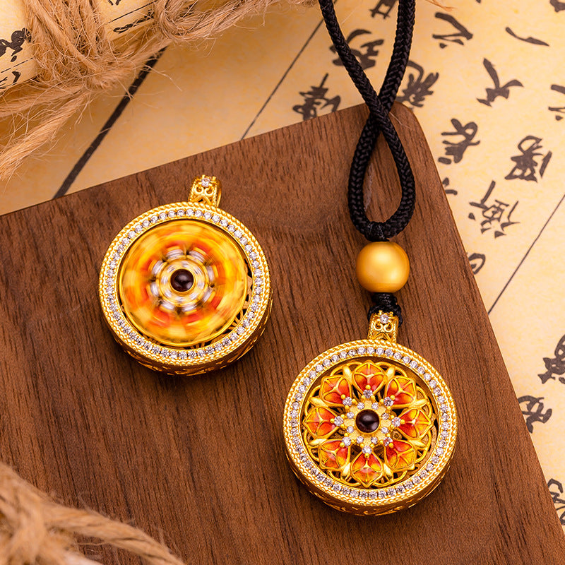 Color Rotatable Compass Ancient Silk Burning Blue Pendants