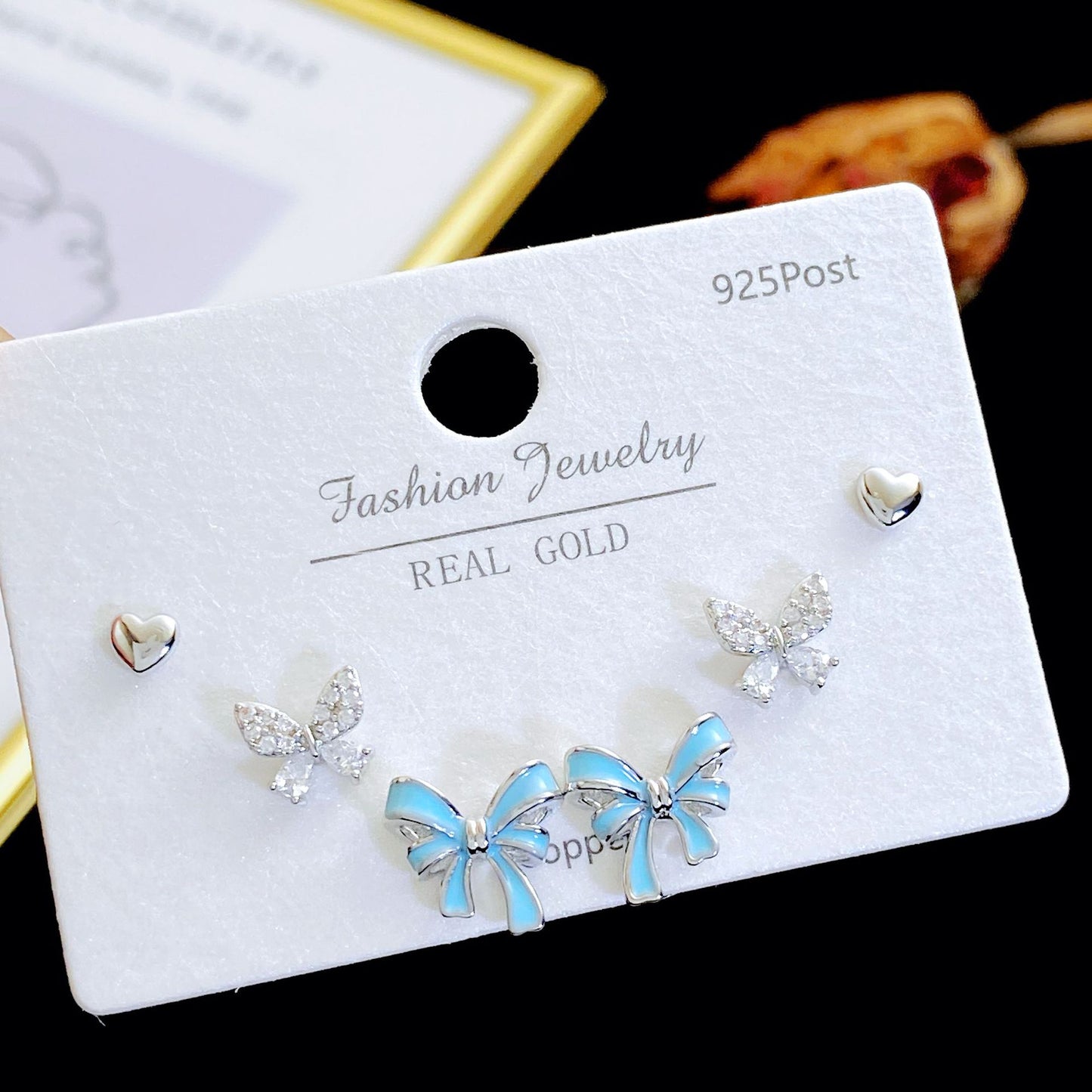 Women's Needle Simple Series Three Pairs Storage Ear Rings