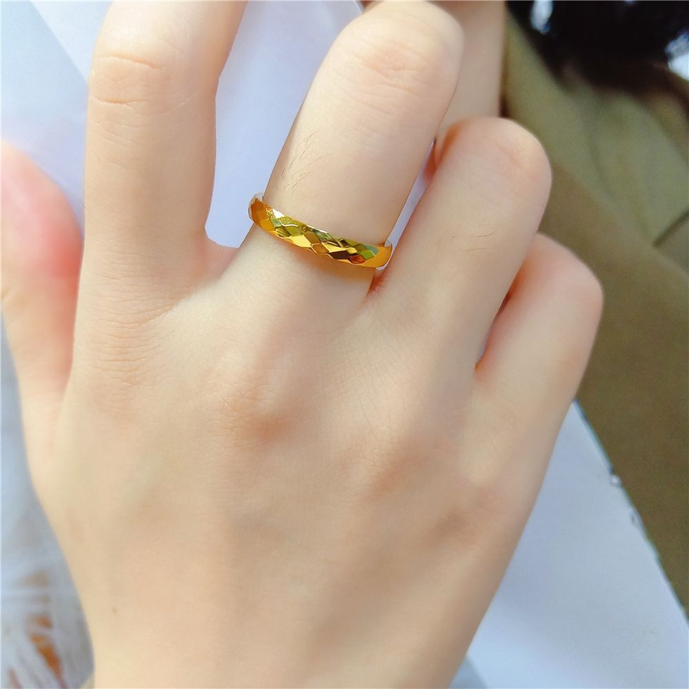 Fashion High-grade Diamond Plaid Titanium Steel Rings