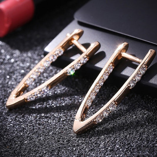 Women's Rose Gold Inlaid Shiny Zircon Retro Earrings