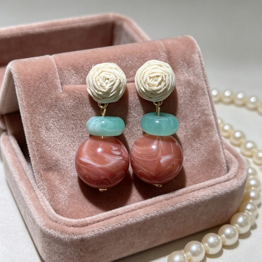 Color Matching Chinese Style Gentle Atmosphere Earrings