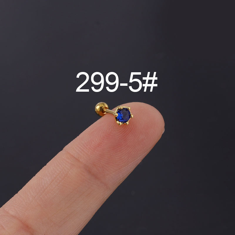 Steel Fine Rod Piercing Ear Bone Spring Popular Color Simple Stud Earrings