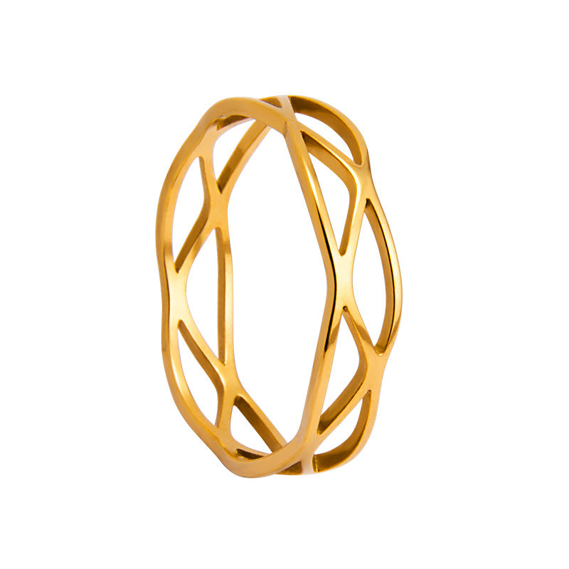 Women's & Men's Simple Cutting Titanium Steel Hollow Cross Ring
