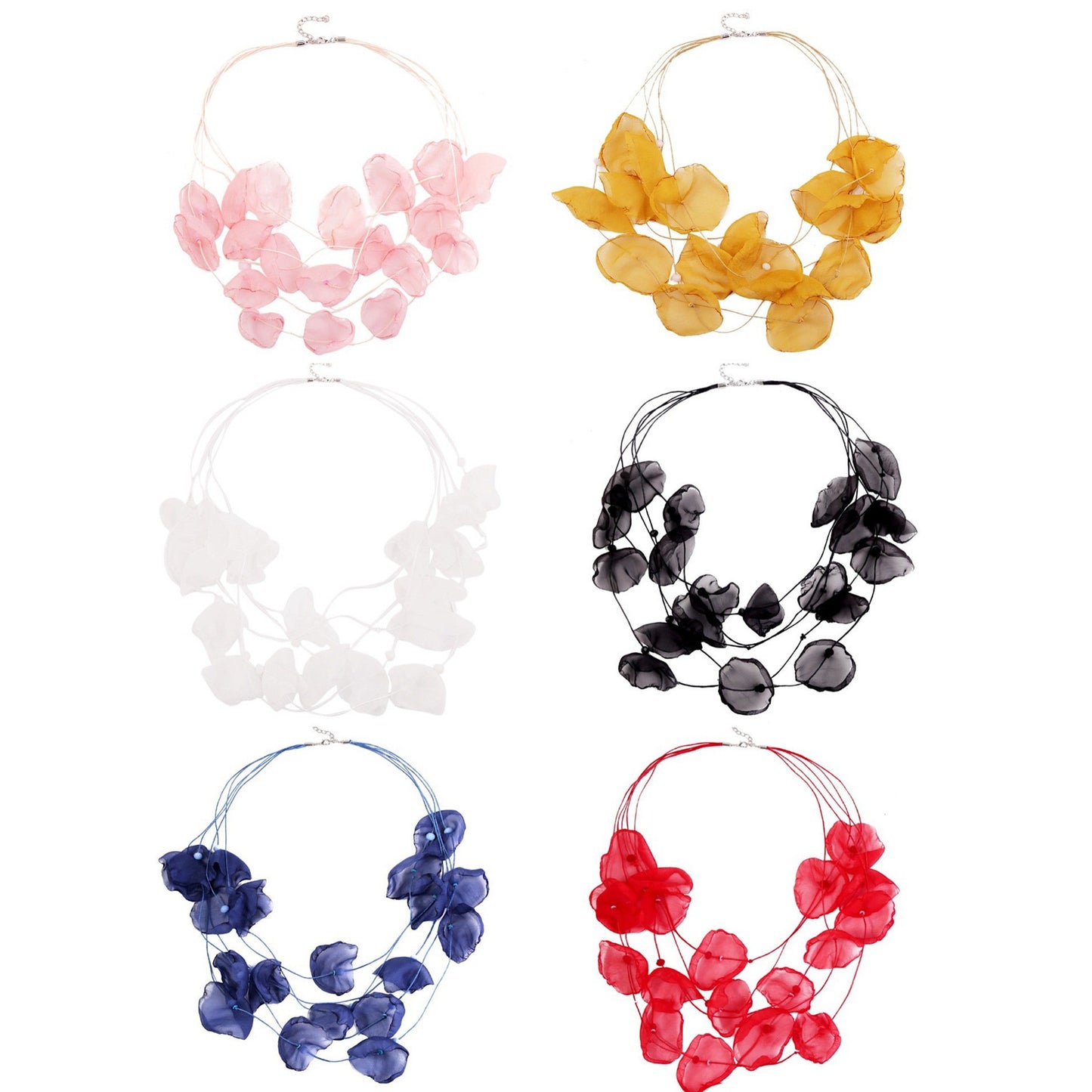 Summer Seaside Vacation Style Fabric Laminate Crystal String Necklace
