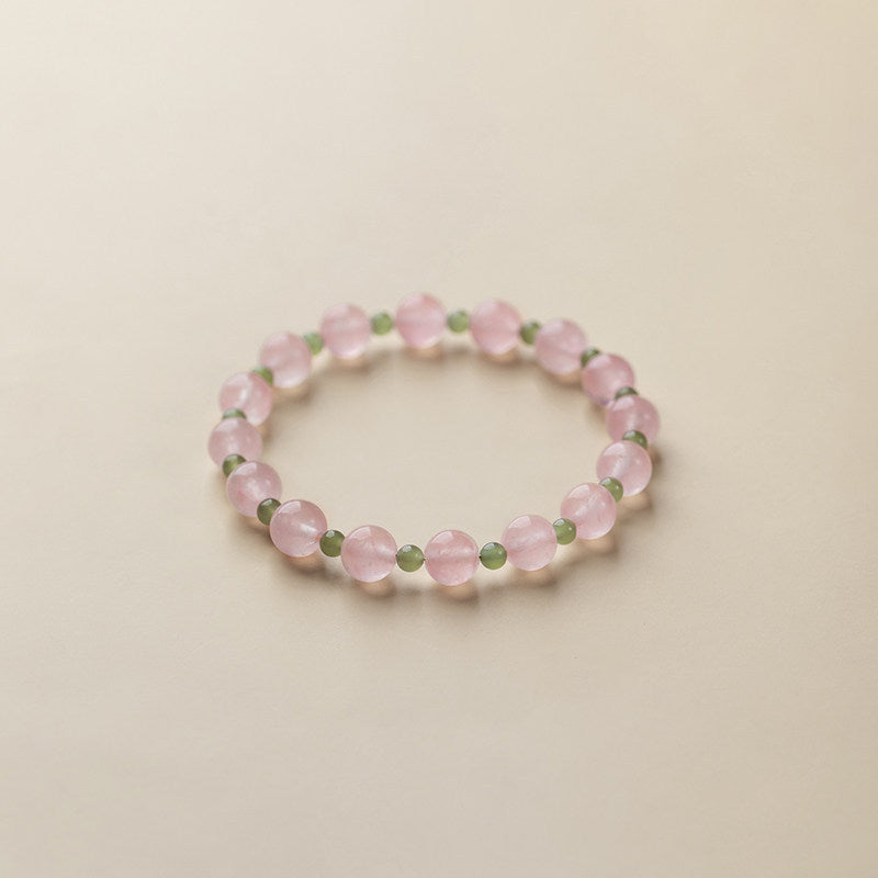 Women's Crystal For Attracting Male Pink Chinese Chalcedony Lucky Bracelet