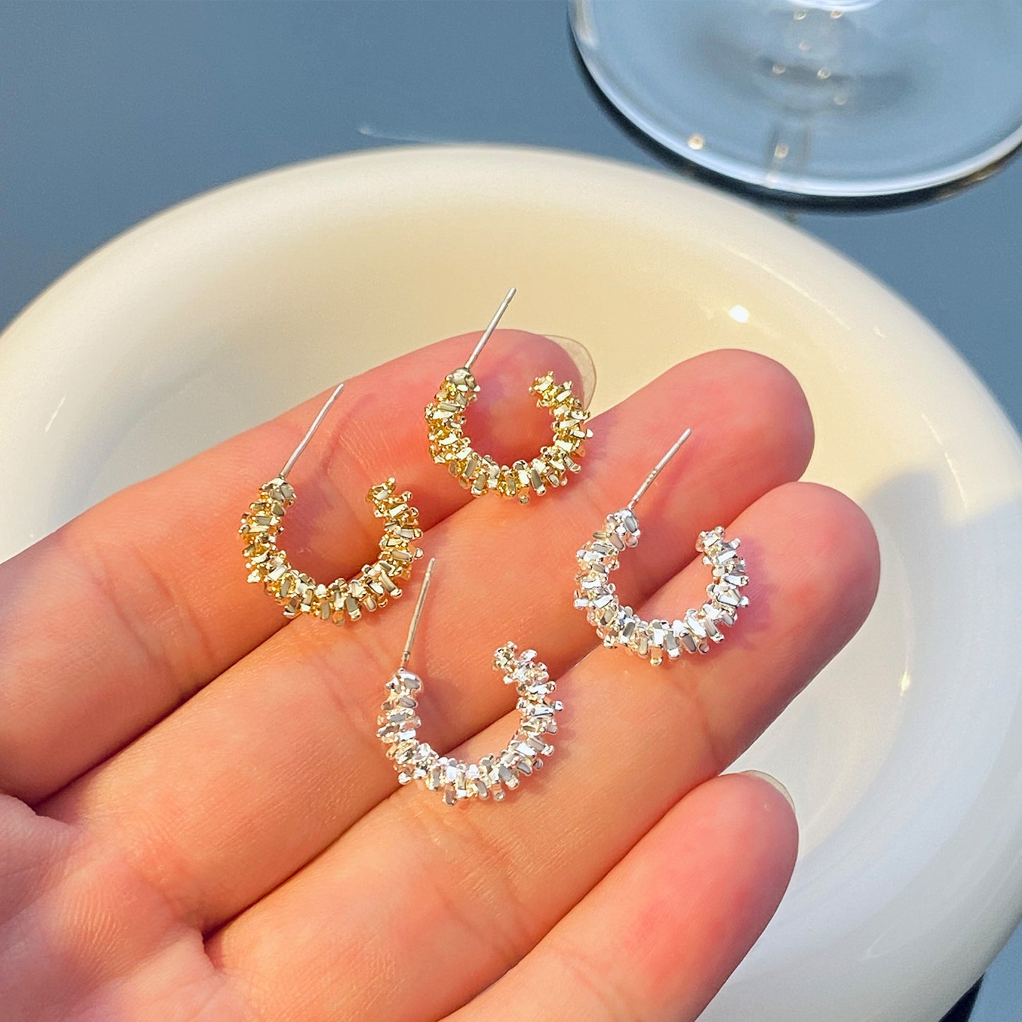 Small Pieces Of Sier Type Ear Stud Earrings