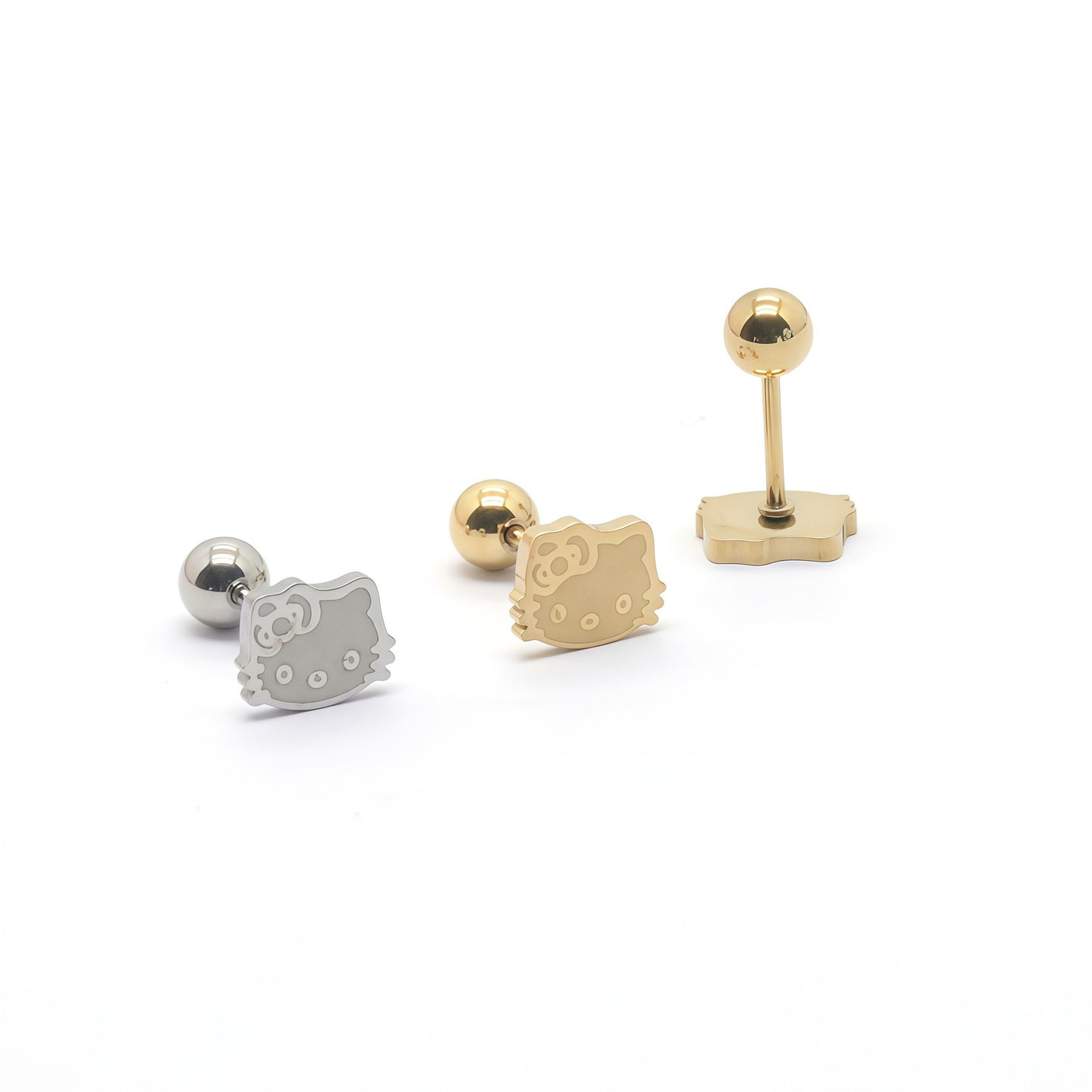 Stainless Steel Cute Cat Screw Ear Bone Fashion Earrings