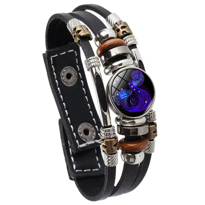 Twee Constellation Luminous Couple Leather Rope Brace Lace Simple Bracelet
