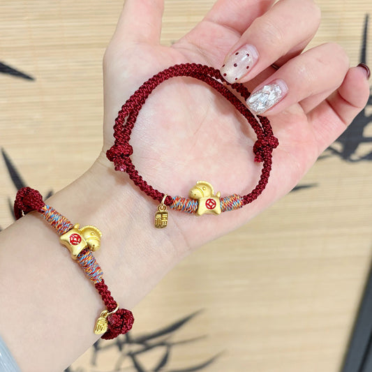 Women's & Men's Horse Rich Hand Weaving Golden Blessing Bracelet