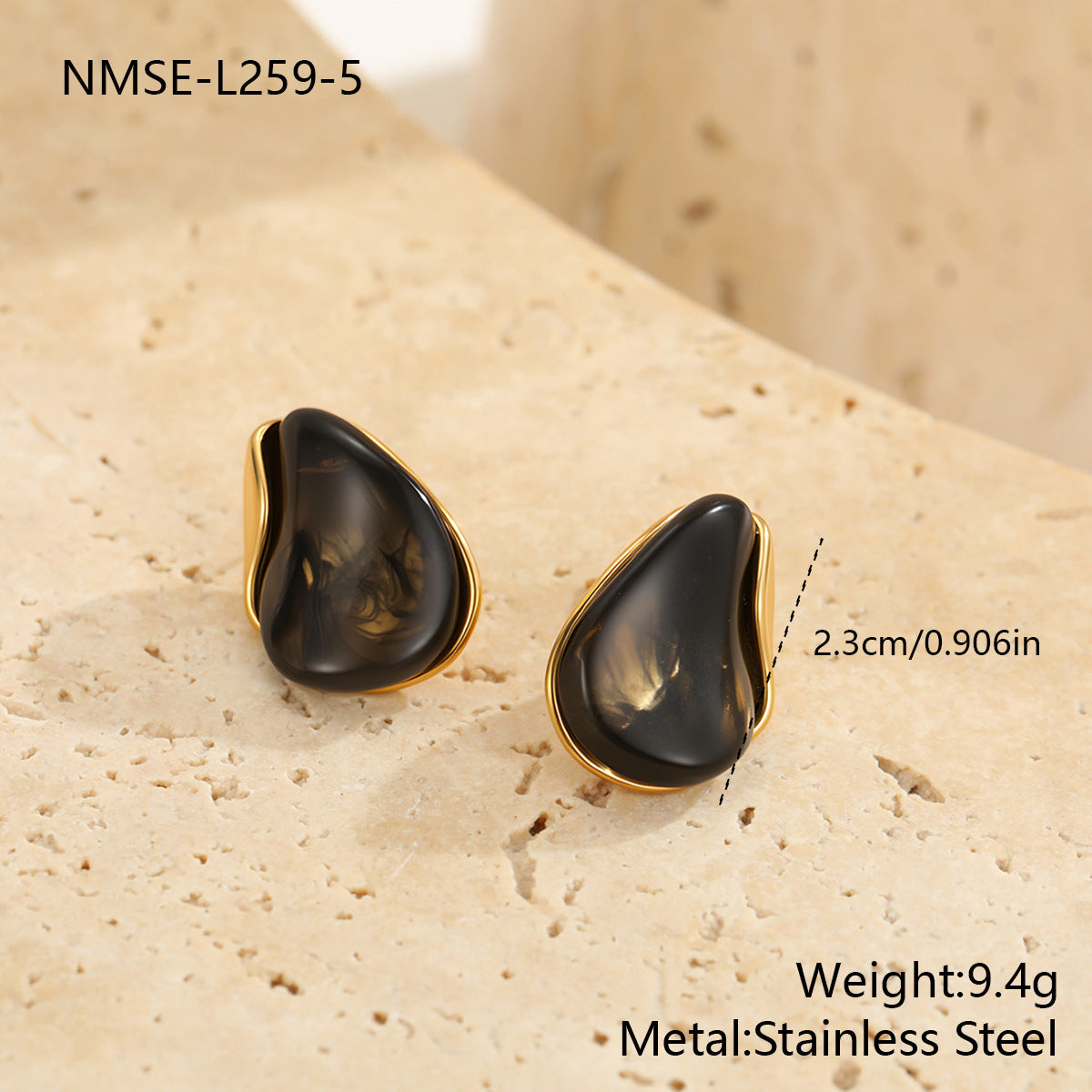 Women's High-grade Temperament Amber Resin For Light Luxury Minority Metal Patch Earrings