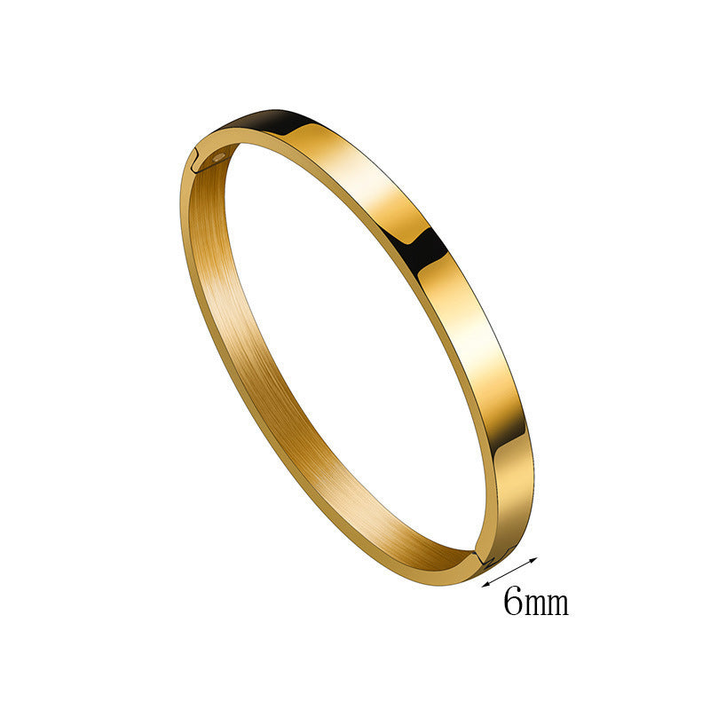 Women's & Men's Glossy Titanium Steel Couples Openings Stainless Simple Bracelets