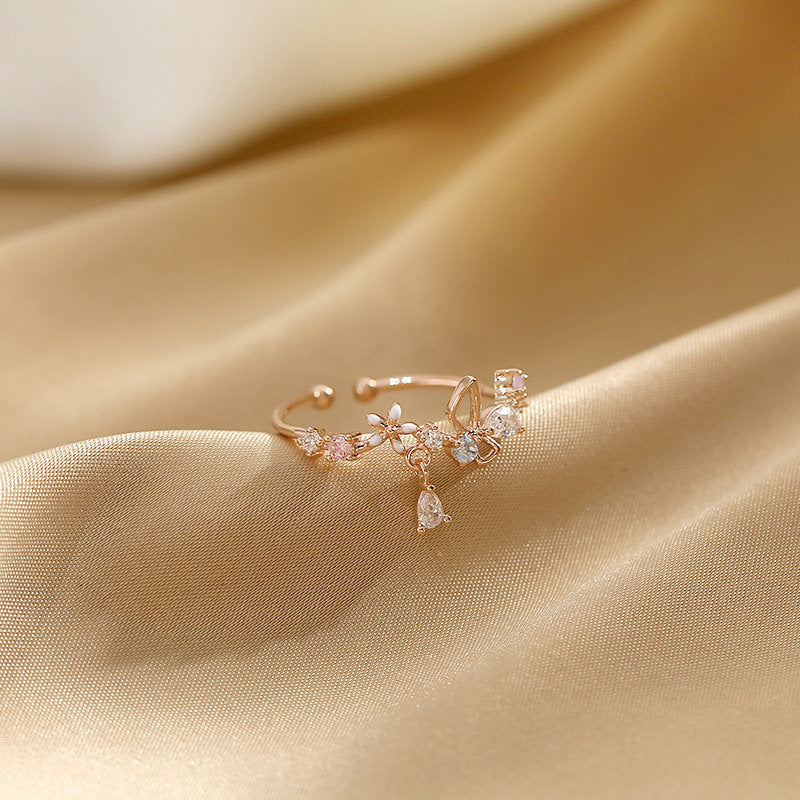 Of Butterfly Flower Female Korean Style Ring