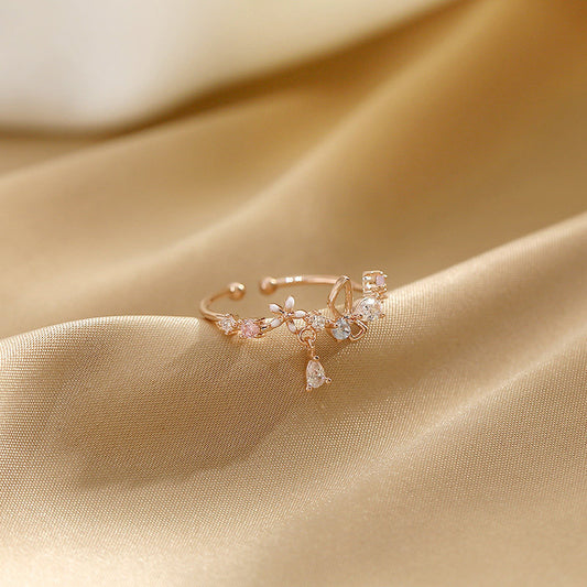 Of Butterfly Flower Female Korean Style Ring