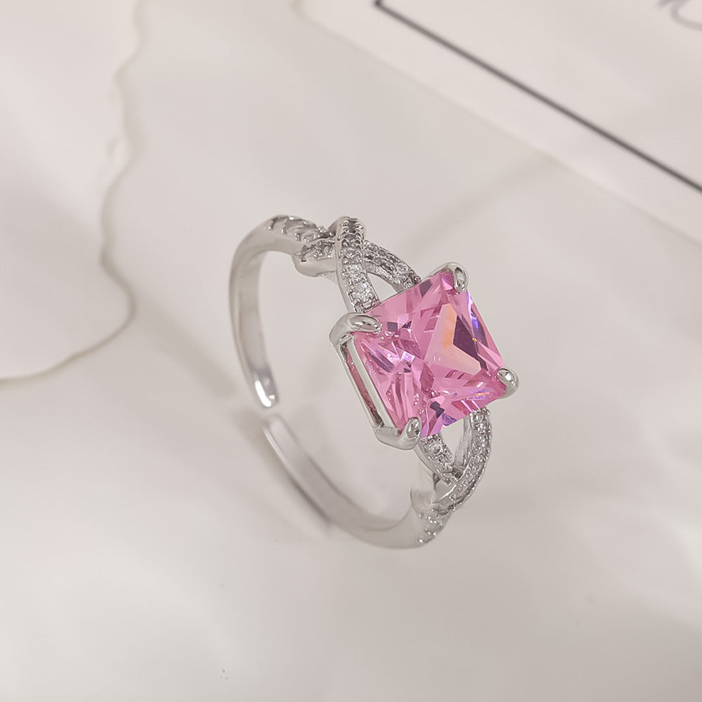 Women's Open-end Zircon Fashionable Classy Simple Cold Feeling Goddess Rings