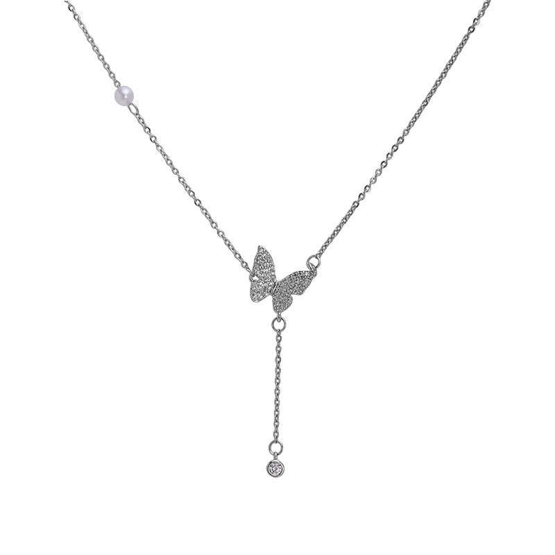 Women's Butterfly Tassel Light Luxury High-grade Clavicle Necklace