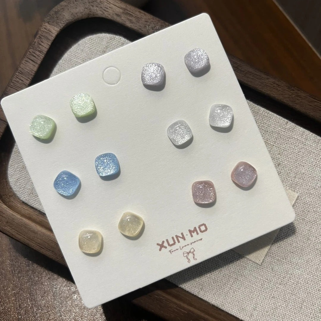 Women's Resin Square Fashion Fresh Small Simple Stud Earrings