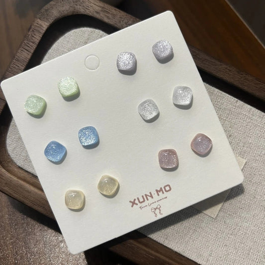 Women's Resin Square Fashion Fresh Small Simple Stud Earrings