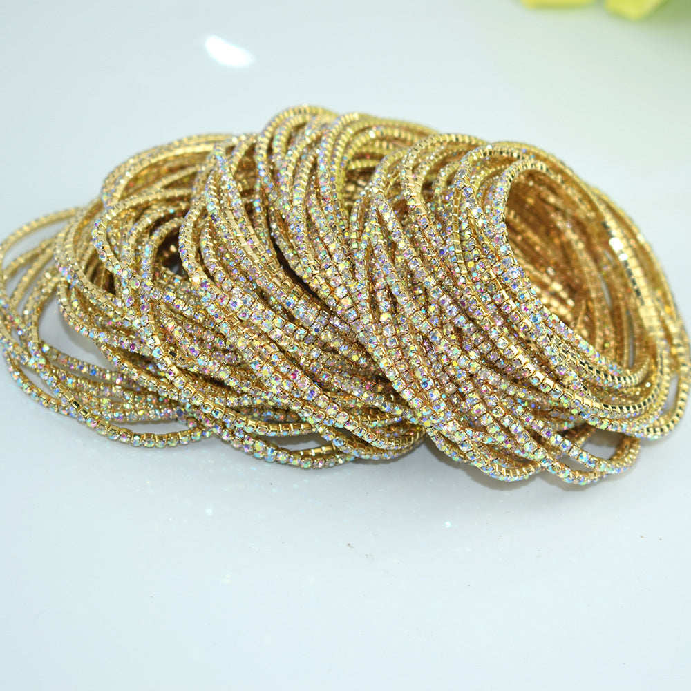 Single Row Indian Rhinestone Thin Stretch Full Bracelets