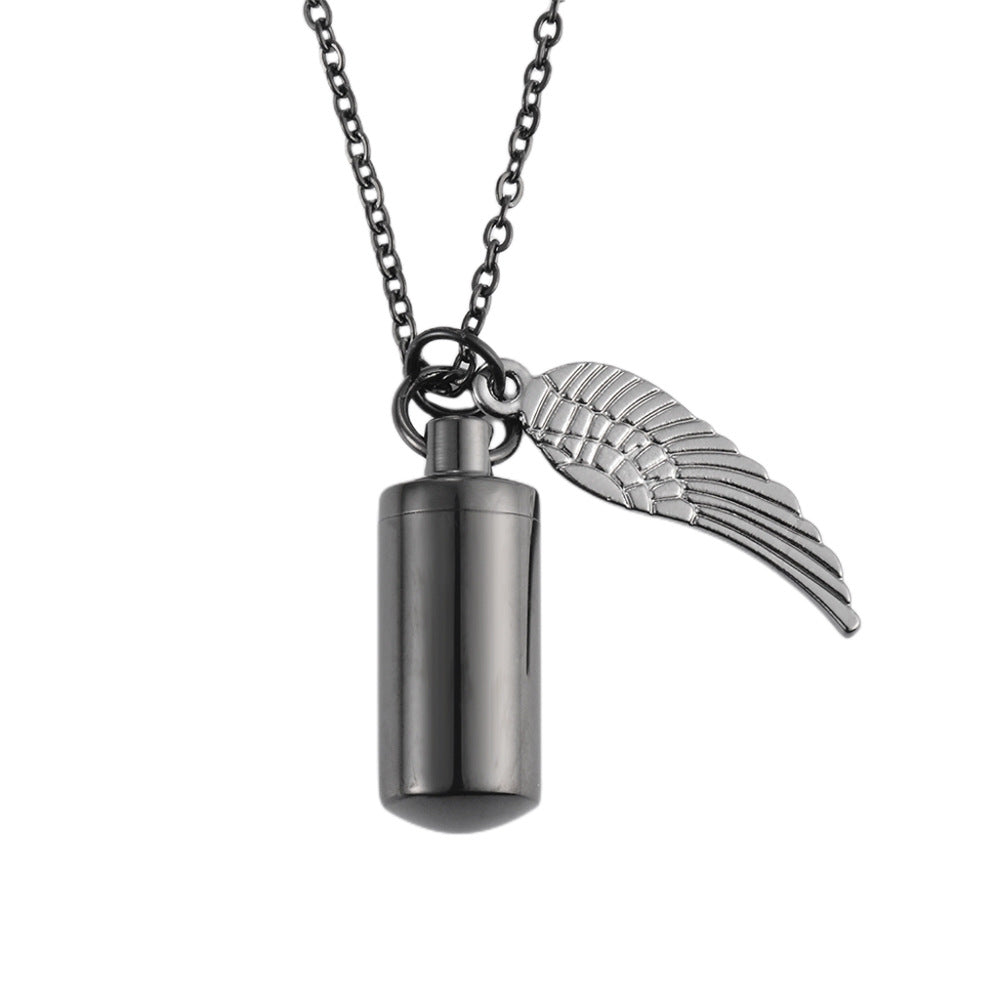 Stainless Steel Small Cylinder With Wings Pendants