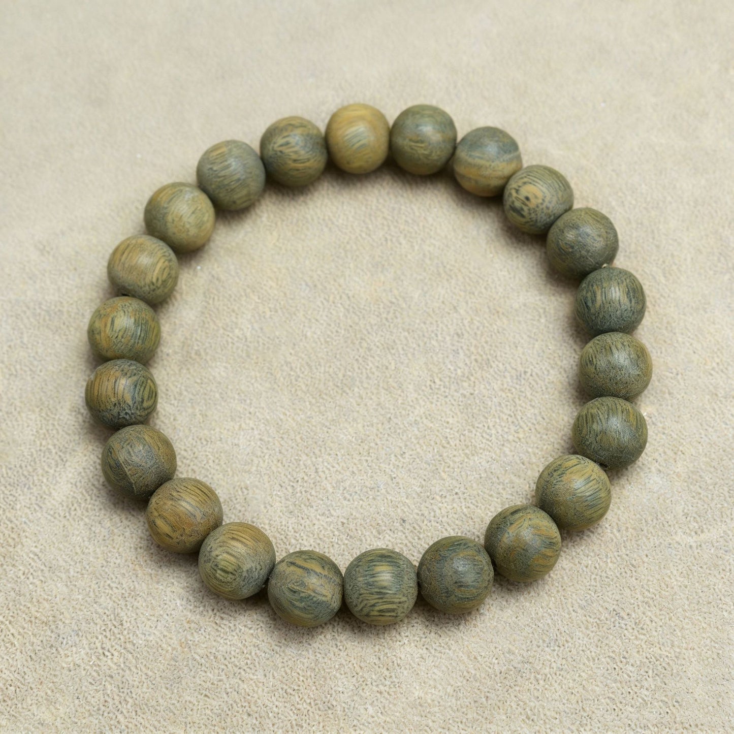 Women's & Men's Green Sandalwood Natural Log Submerged Buddha Beads Ethnic Retro Style Bracelet