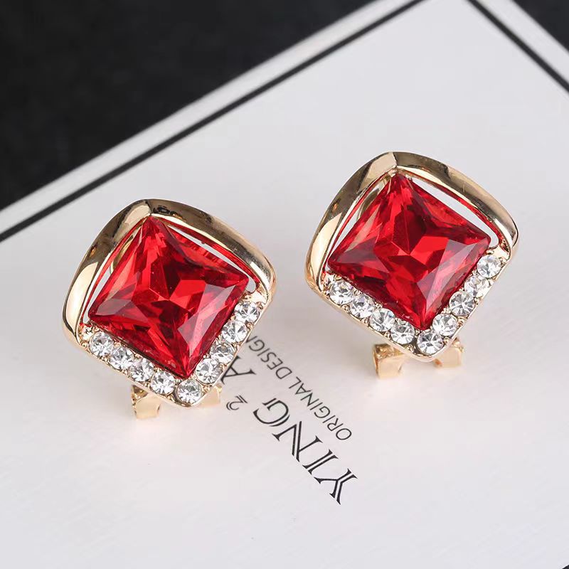 Diamond Purple Crystal Sier Needle Exquisite Versatile Ear Buckle