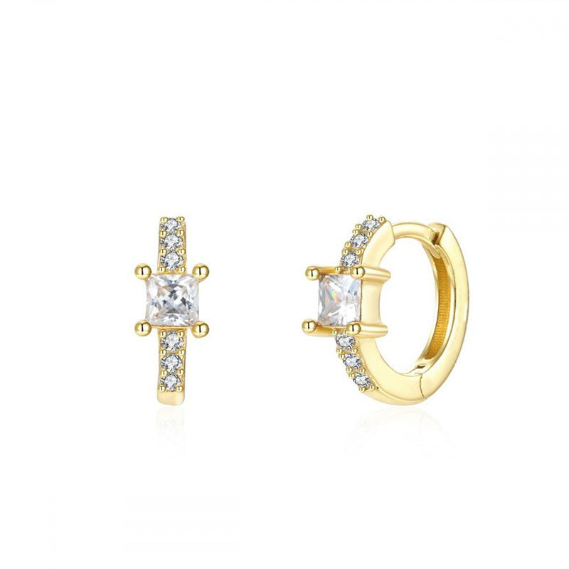 Square Zircon Female Style Light Luxury Design Earrings