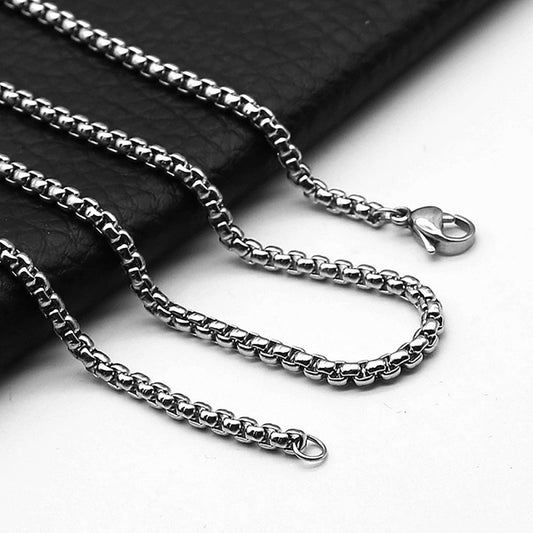 Women's & Men's Stainless Steel Square Pearl Chain Fashion Simple Titanium Necklace