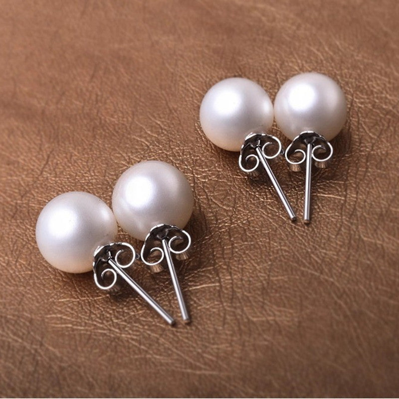 Pearl Sier-plated Needle Shell Pearls Ladies Korean Stud Earrings
