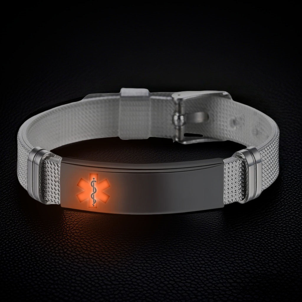 Glossy Can Carve Writing Stainless Couple Inscribed Medical Mark Bracelet