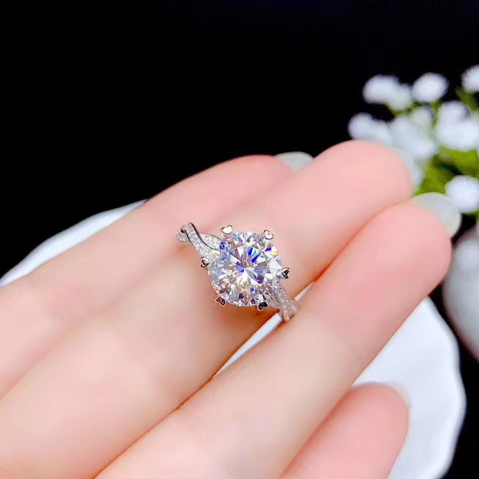 Eight Hearts Arrows Zircon Imitation Moissanite Female Male Six Claw Ring