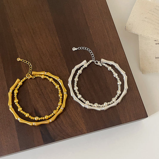 Women's Matte Bamboo Metal Zircon Light Luxury High-grade Rings