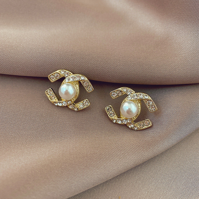 Double Light Luxury Temperament Ear Piercing Clip Sterling Sier Classic Earrings
