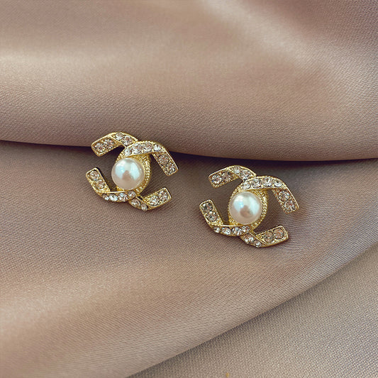 Double Light Luxury Temperament Ear Piercing Clip Sterling Sier Classic Earrings