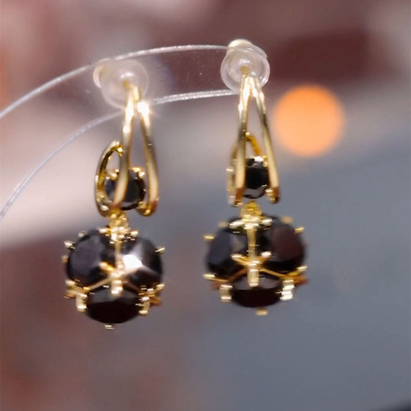 Vintage Black Gold Zircon Unique Design Ear Elegant Earrings