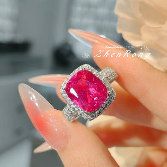 Women's Cultivation Ruby Vintage Pillow-shaped Fat Rectangular Rings