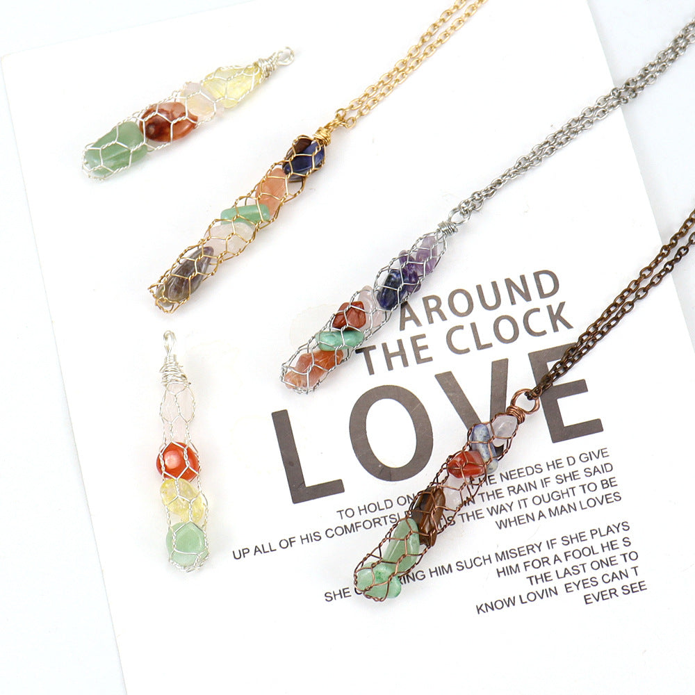 Handmade Winding Natural Gravel Crystal Amethyst Agate Necklace