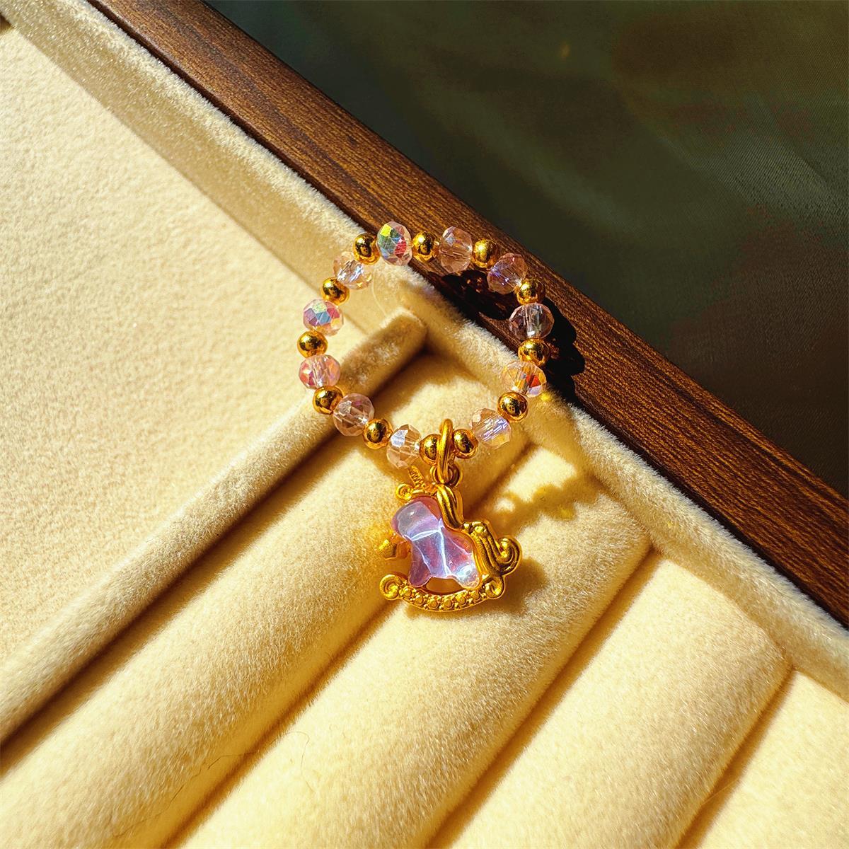 Natural Stone Tigereye Blue Sand Hair Crystal Chinese Design Rings