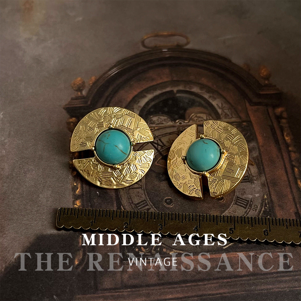 Turquoise Ancient Gold Collection Retro High-grade Earrings