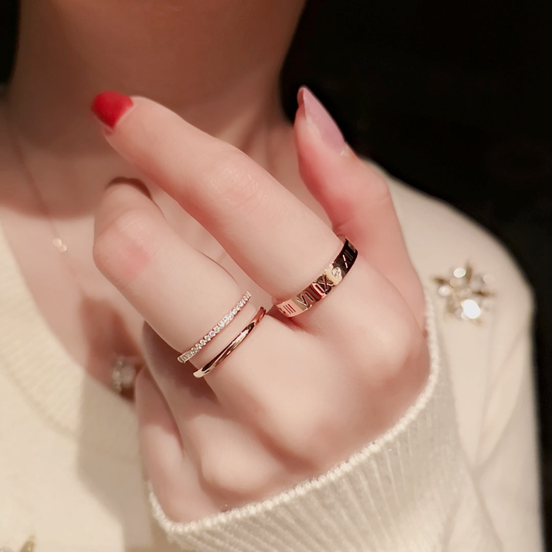 Digital Trendy Fashion Small Fresh Titanium Steel Rings