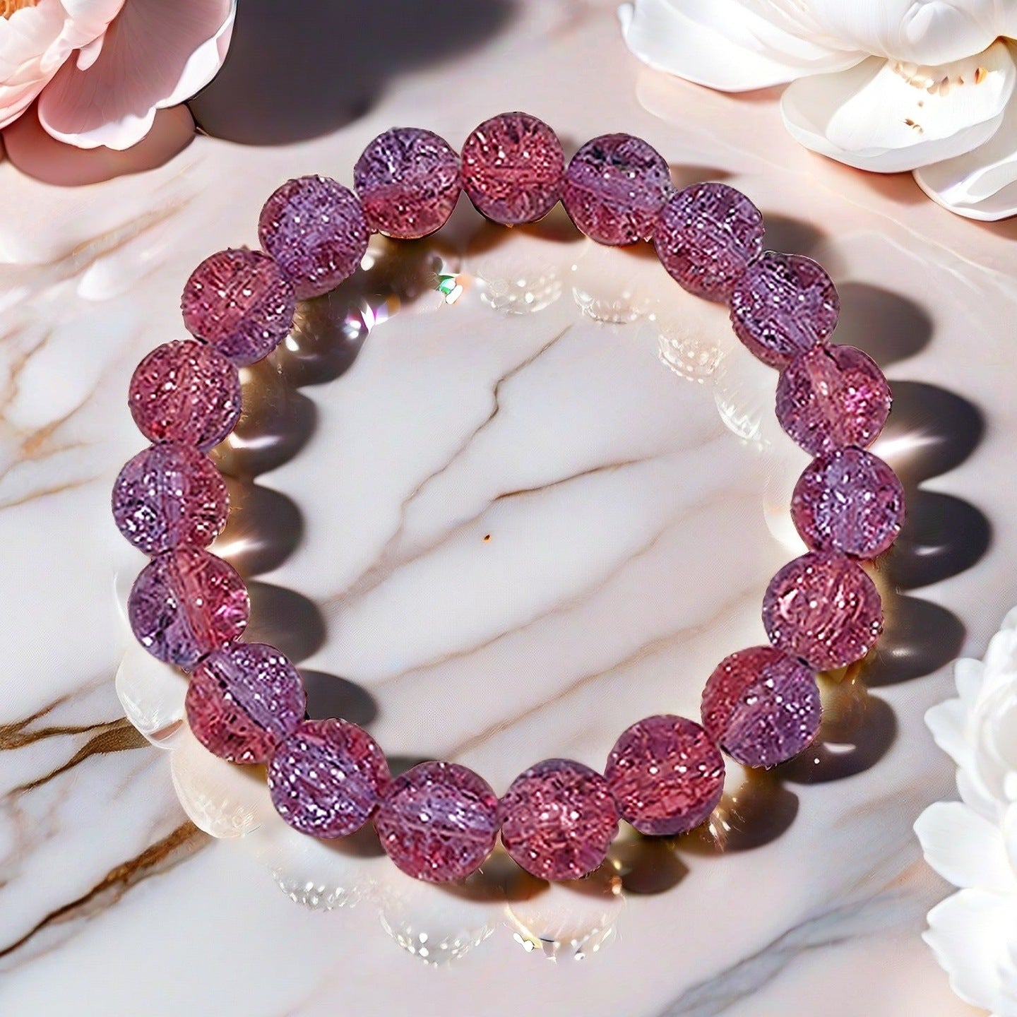 Purple Brushed Floral Beads Female Hand Toy Bracelet