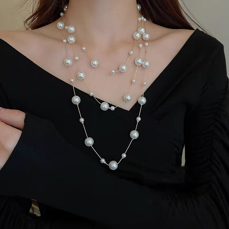 Women's White Pearl Elegant Long Gentle High-grade Necklaces