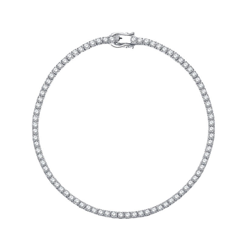 Women's Sier Tennis Chain Single Row Rhinestone Bracelets