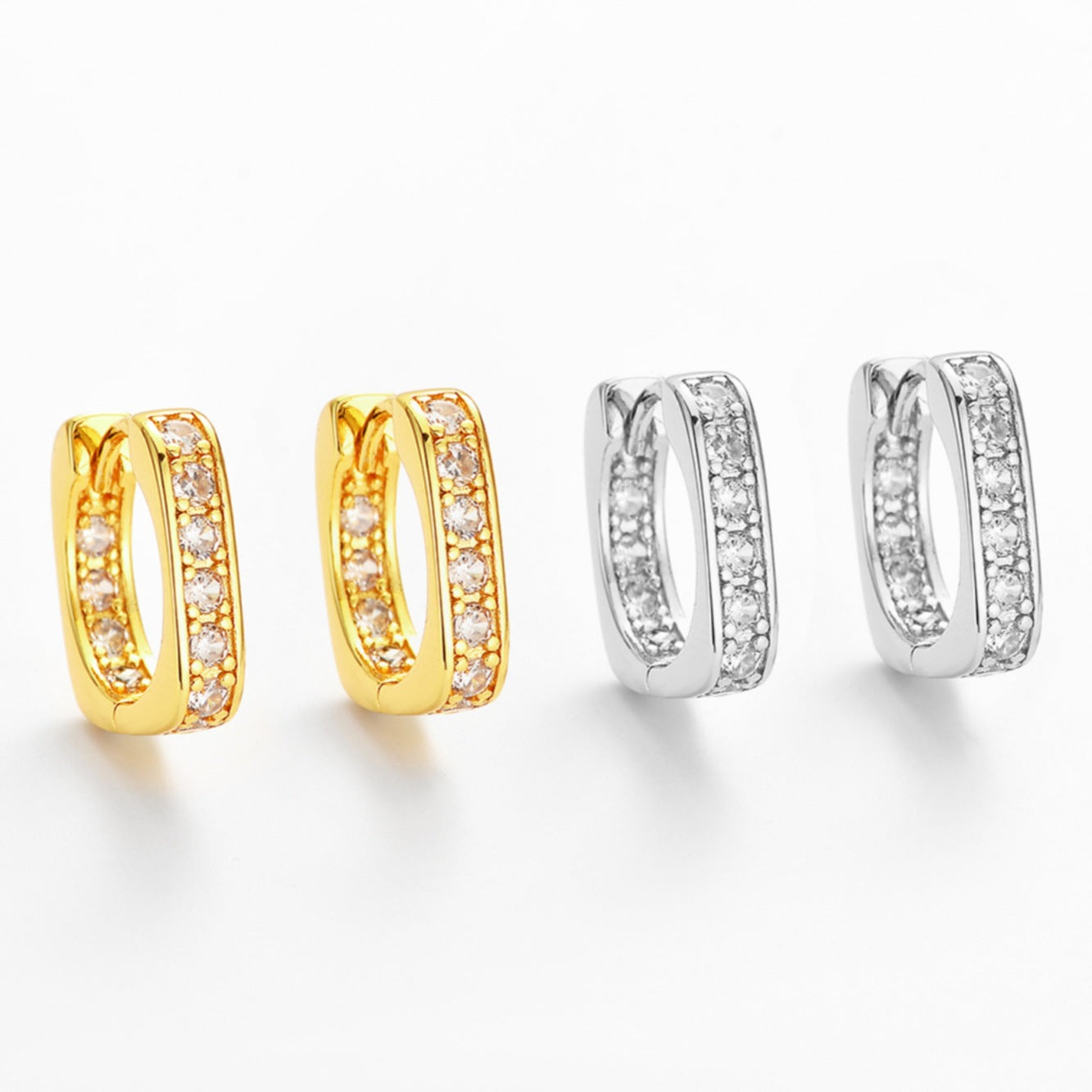 Women's Quadrilateral Inner Studded With Zircon Simple Graceful Fashionable Ear Clip Earrings