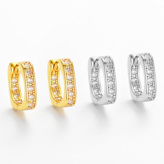 Women's Quadrilateral Inner Studded With Zircon Simple Graceful Fashionable Ear Clip Earrings