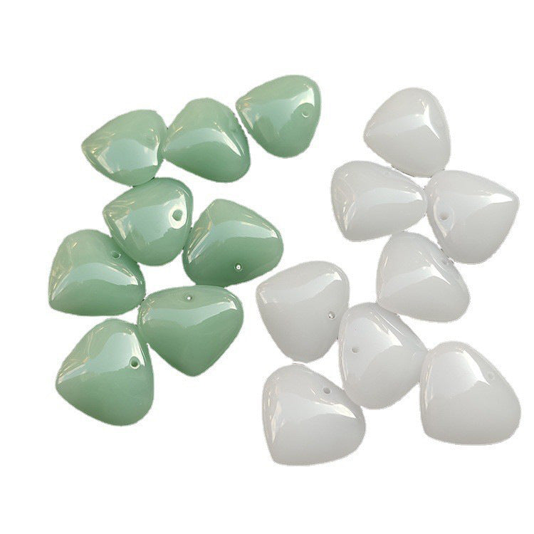 White Jade Emerald Peach Heart Carved Material Necklaces