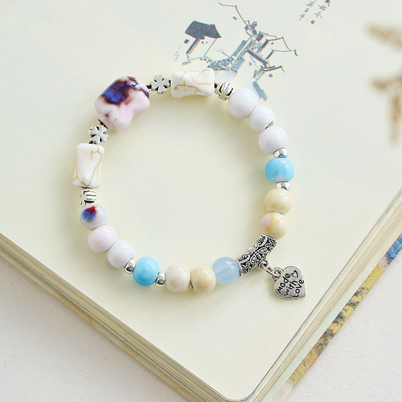 Chinese Natural Stone Porcelain Minimalist Female Bracelets